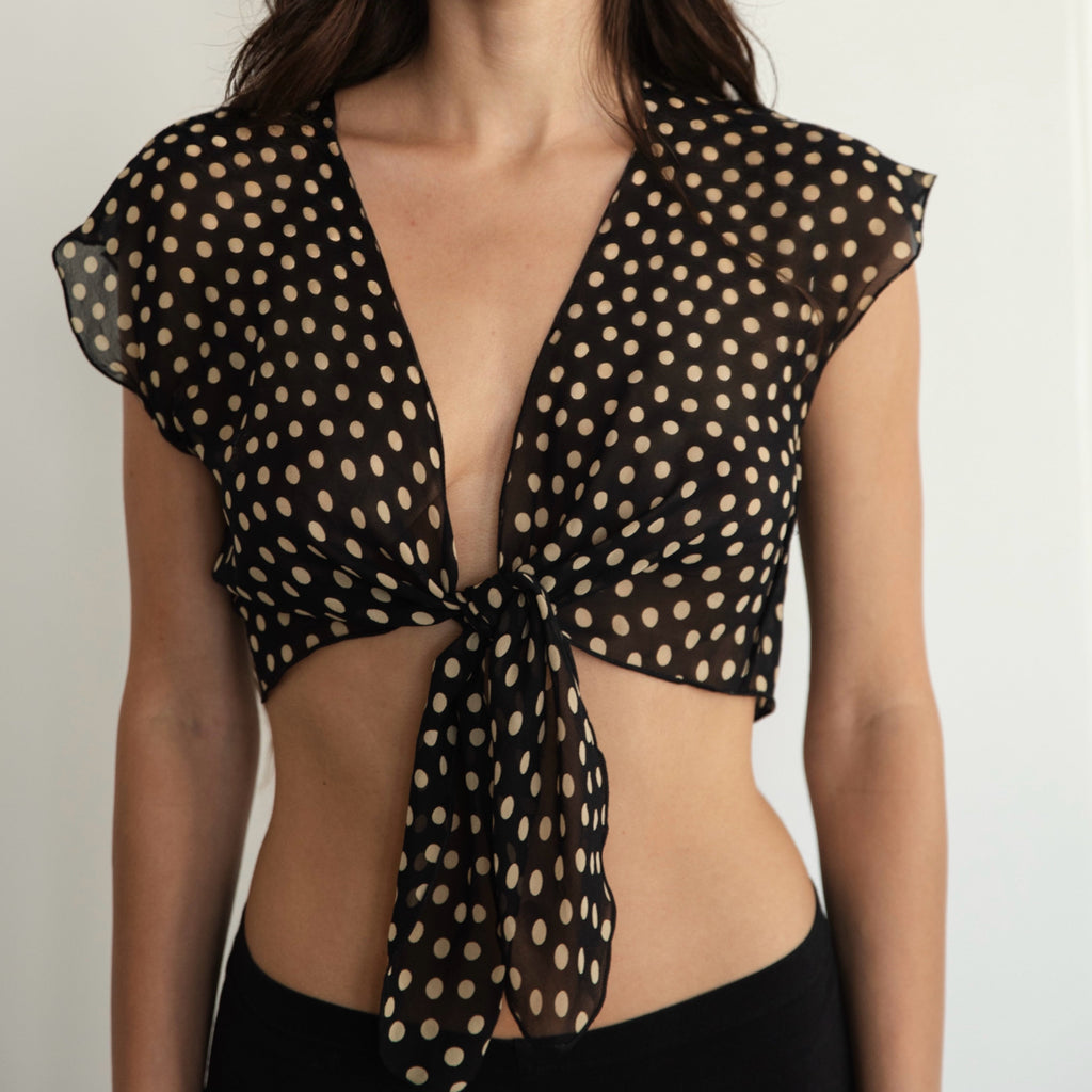 90s dolce & gabbana tie front silk top