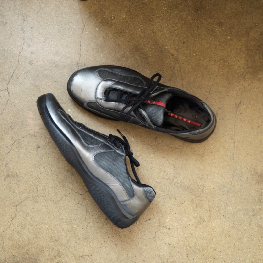 Prada Linea Rossa Gunmetal Sneakers